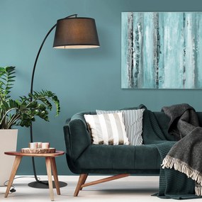 Candeeiro de pé com arco curvo Ø 47 x 105 para sala de estar de arco moderno em metal em metal com acabamento em linho preto