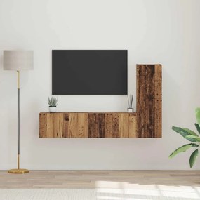 vidaXL Conjunto de móvel de TV 3 pcs Madeira antiga 150.5 x 30 x 90 cm