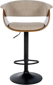 Banco alto em tecido 90-111 x 60 x 51 cm nogueira/creme