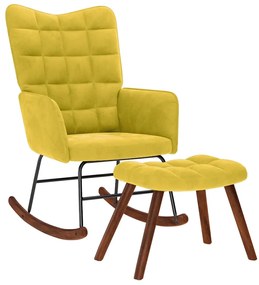 Cadeira de baloiçar com banco veludo amarelo
