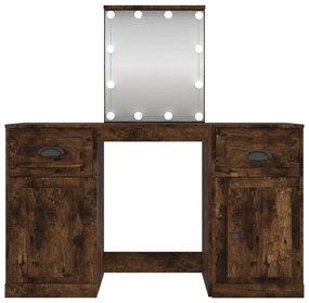 Toucador com luzes LED 130x50x132,5 cm carvalho fumado