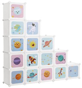 Unidade de arrumação infantil com cubos modulares interligados | SONGMICS | 123 x 31 x 123 cm | branco | LPC902W.