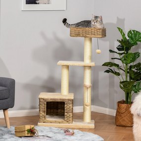 PawHut Árvore arranhador para gatos com plataformas, caverna, camas, b