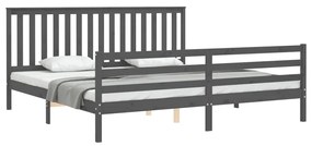 Estrutura de cama com cabeceira 200x200 cm madeira maciça cinza