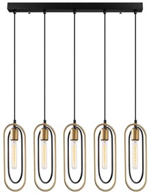 Candeeiro de Teto Cerco – Preto e Dourado – 86 x 8 cm