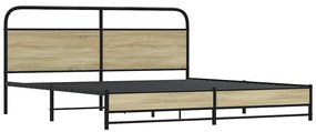 Estrutura de cama sem colchão 180x200cm metal carvalho sonoma