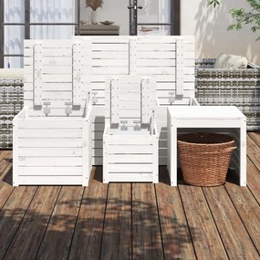 4 pcs conjunto de caixas de jardim pinho maciço branco