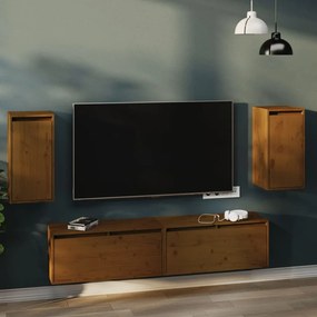 vidaXL Armários de parede 2 pcs 30x30x60 cm pinho maciço castanho mel