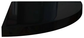 Prateleiras canto suspensas 4 pcs 35x35x3,8cm MDF preto brilh.