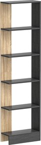 HOMCOM Estante de Armazenamento com 5 Compartimentos Abertos 45x21x170 cm Preto e Carvalho | Aosom Portugal
