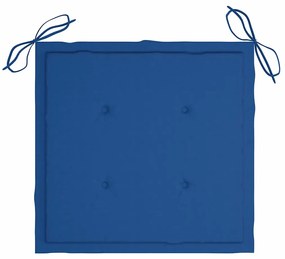 Cadeiras de jardim c/ almofadões azul real 8 pcs teca maciça