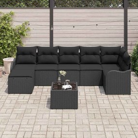 Conjunto de Sofá de Jardim de 8 Peças com Almofadas Beiges, Rattan Sin