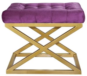 Pouffe Capraz – Dourado e Roxo – 50x42x40 cm