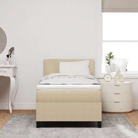 Cama Box Spring com Colchão Bege Claro 80x200 cm Tecido de Cortiça