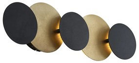 Candeeiro de Parede Moderno Preto com Dourado incl. LED 3 Níveis de Dimmerizável 5-Luzes - Sunrise 3 Moderno