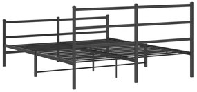 Estrutura de cama com cabeceira e pés 150x200 cm metal preto
