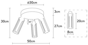 Candeeiro de Teto Likya – Preto – 50 cm x 30 cm