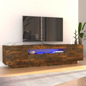 Móvel de TV com luzes LED 160x35x40 cm carvalho fumado