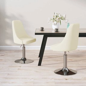 vidaXL Cadeiras de jantar giratórias 2 pcs tecido cor creme