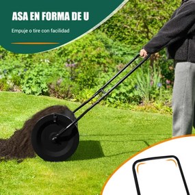 Rolo de Jardim de composto de 60,5 cm com pega em forma de U, fechos laterais e rolo de sementeira de malha metálica resistente Preto