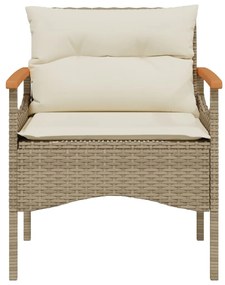 3 pcs conjunto de sofás p/ jardim com almofadões vime PE bege