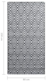 Tapete de exterior 80x150 cm ARAKIL PP branco e preto