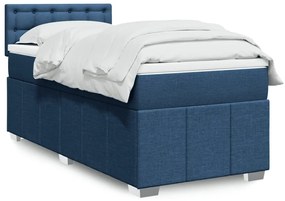 vidaXL Cama com molas/colchão 80x200 cm tecido azul