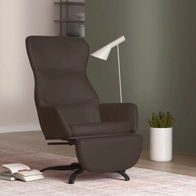 vidaXL Cadeira de descanso com apoio de pés couro artificial castanho