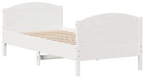 Cama sem colchão 75x190 cm madeira de pinho maciça branco