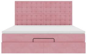 Estrutura de cama otomana com colchões 180x200 cm veludo rosa