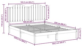 Cama extra longa sem colchão 160x220 cm madeira maciça