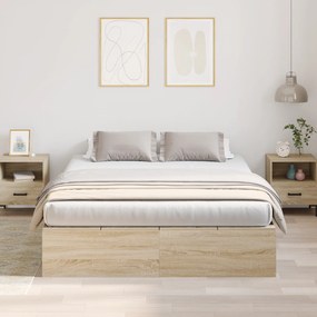 Estrutura de Cama de Armazenamento Carvalho Sonoma 140x190 cm