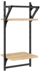 Estante 2 prateleiras c/ barras 2pcs 30x25x65cm carvalho sonoma