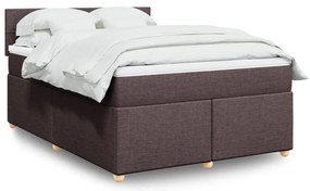 vidaXL Cama com molas/colchão 160x200 cm tecido castanho-escuro