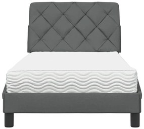 Cama com colchão 80x200 cm tecido cinzento-escuro