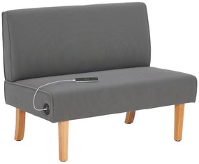 HOMCOM Sofá de 2 Lugares Estofado em Veludo Cotelê Sofá Sala de Estar com 2 Entradas USB 1 Entrada Tipo C 110x60x85 cm Cinza