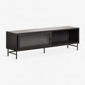 Móvel Tv 180x40 Cm Em Aço E Vidro Paoline Negro-de-fumo - Sklum