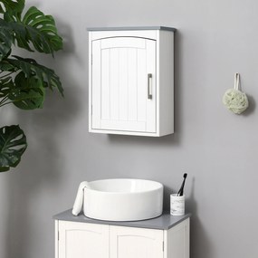Móvel suspenso para casa de banho com porta e prateleira ajustável - 41 x 18,5 x 52 cm - MDF - branco