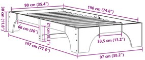 Estrutura de Cama Branca Madeira 90 x 190 cm Minimalista