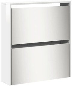 Sapateira c/espelho 5 divisórias 63x17x169,5cm branco brilhante