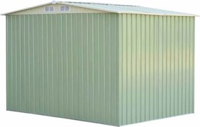 Abrigo Jardim com porta deslizante e telhado de duas águas galvanizado com ventilação 205 x 257 x 175,5 cm Verde claro