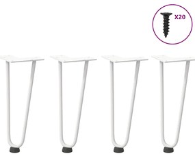 vidaXL Pernas de grampo para mesa de centro 4 peças, branco, 30 cm, aço maciço
