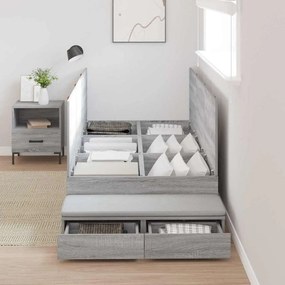Cama de Armazenamento Cinzento Sonoma 90x190 cm