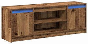 Armário de TV com LED - Madeira Velha, 139,5x34x50 cm, feito de madeir