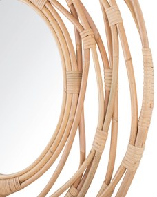 Espelho de parede em rattan cor natural ø 75 cm BURGIS Beliani