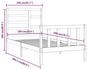 Cama sem colchão 100x200 cm madeira de pinho maciça