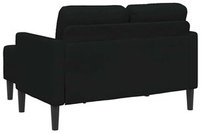 Sofá 2 lugares com Chaise em L 125 cm tecido preto