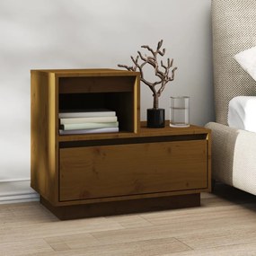 vidaXL Mesa de cabeceira 60x34x51 cm pinho maciço castanho mel