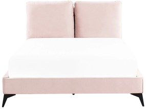 Cama de casal em veludo rosa 140 x 200 cm MELLE Beliani