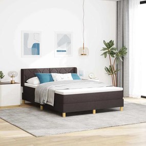 Cama Box Marrom Escuro e Branco 160 x 200 cm tecido